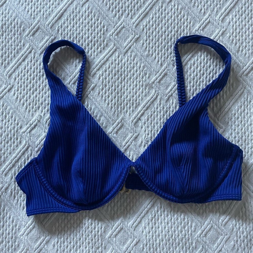 Blue Ribbed Bralette